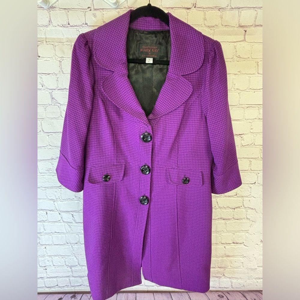 Mary Kay Purple Wool Blend Dark Academia Preppy Retro Tweed Jacket Size 10